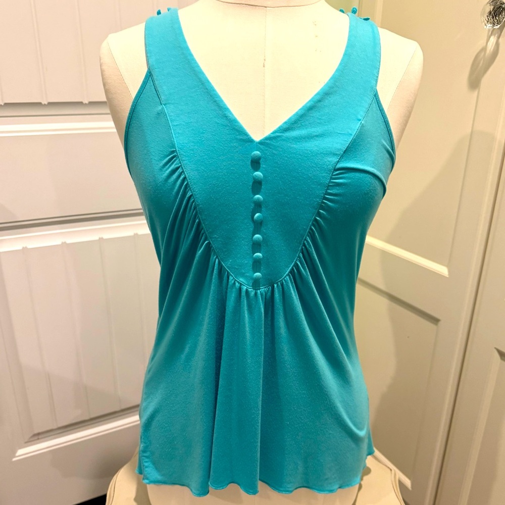 Marciano Womens Sz Small Teal Sleeveless Tank Top with Embroidered Cut-Out Back